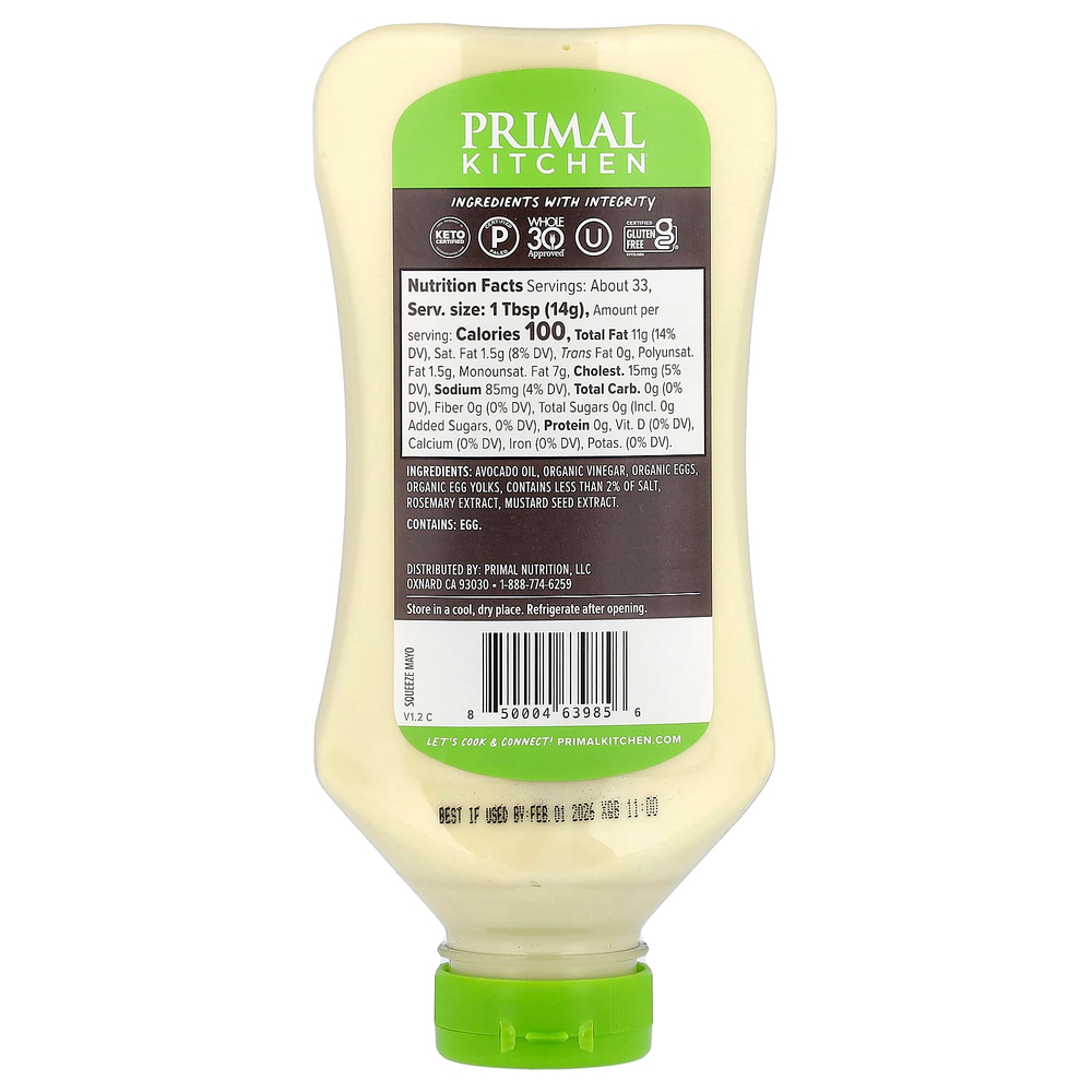 Primal Kitchen, майонез с маслом авокадо, 503 мл (17 жидк. унций)