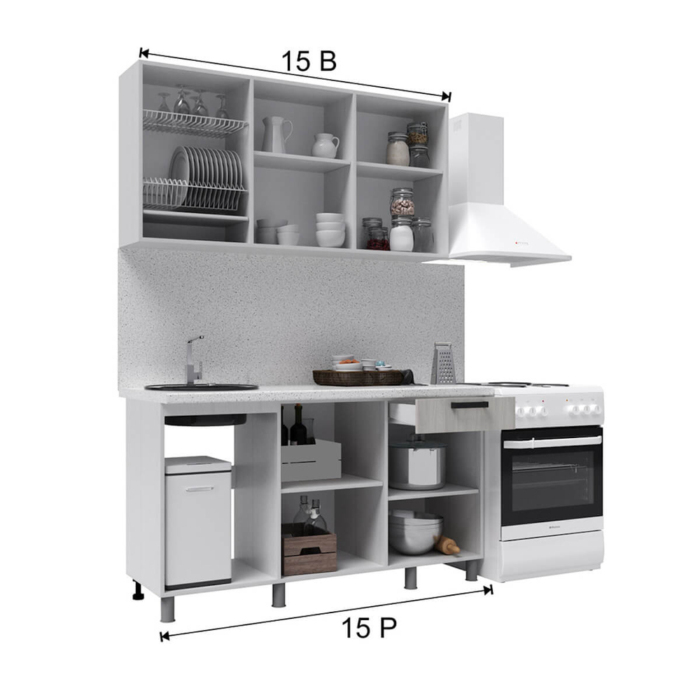 "Палермо Готовое решение" 1,5 м дуб сонома/дуб остин серый/дуб остин бежевый, белый/дуб остин серый/дуб остин бежевый