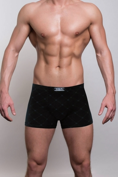 Мужские трусы-боксеры с узором в виде крупной сетки (Размер: M) (Цвет: темно-серый)