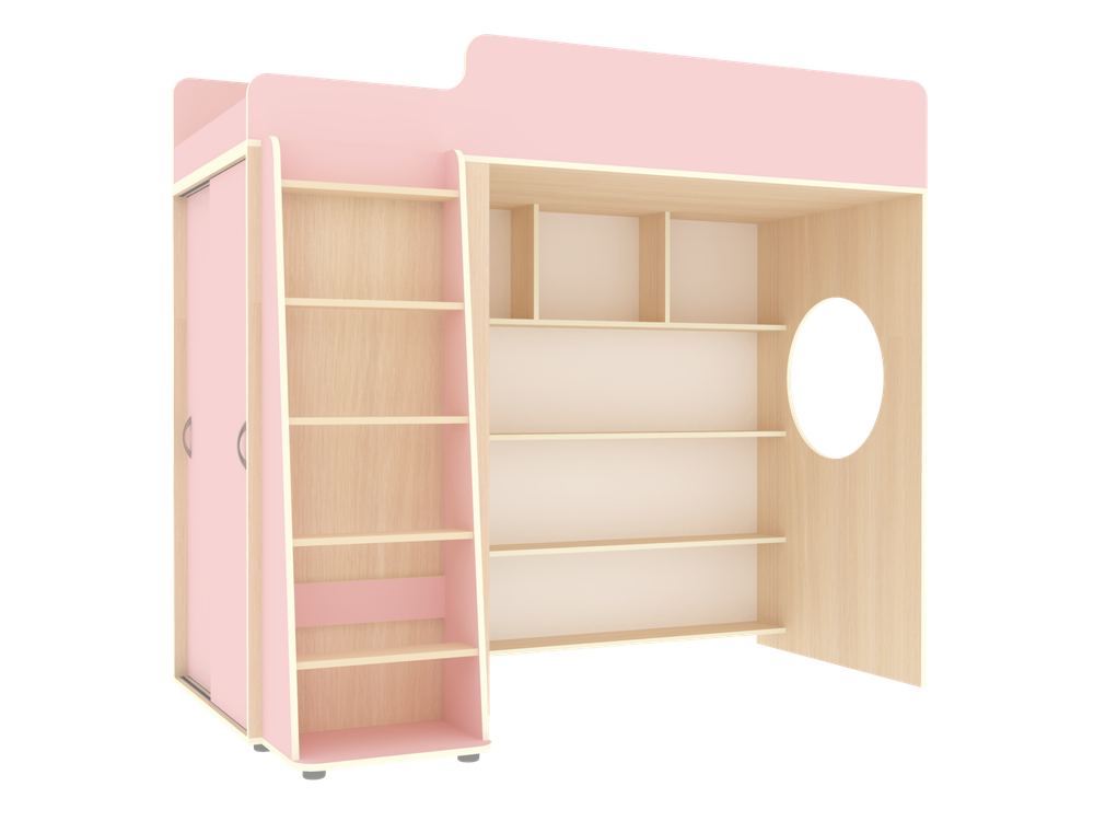 Кровать-чердак КарИВи Легенда 5.1  Дуб Молочный Розовый