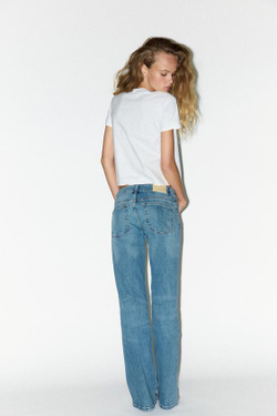 ZARA ДЖИНСЫ СВОБОДНОГО КРОЯ С НИЗКОЙ ПОСАДКОЙ, СИНИЙ