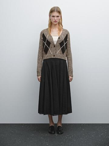 Massimo Dutti Трикотажный кардиган, коричневый