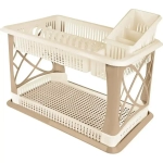 Сушилка для посуды Plast Team с поддоном 2-х ярусная 490х325 мм шоколадный мокко