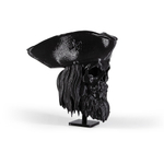 Бородатый череп в пиратской шляпе, фигурка для декора интерьера, арт-объект, 3D печать, черный 16 см.