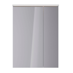 Шкаф зеркальный Lemark ZENON 60х80 см 2-х дверный с козырьком-подсветкой, с розеткой, цвет корпуса: белый глянец