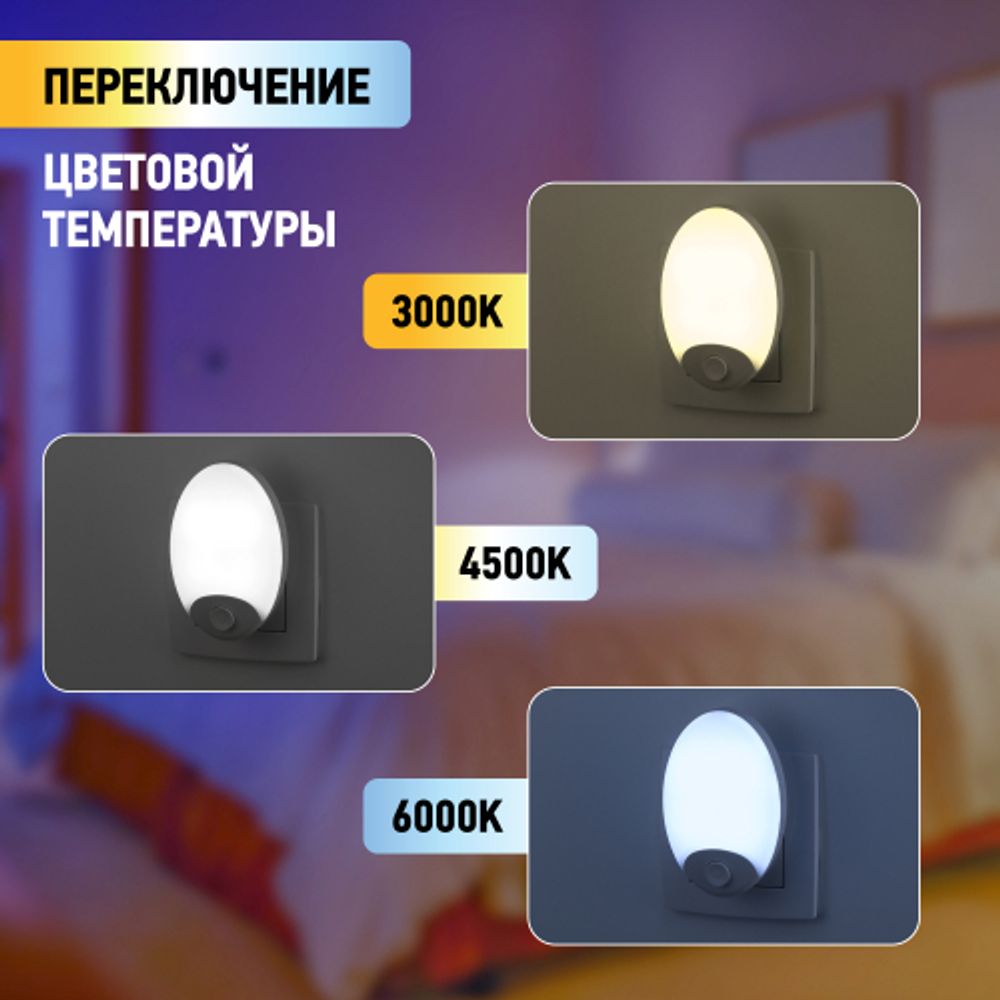 Ночник - светильник светодиодный ЭРА NN-623-SW-W в розетку с выключателем белый
