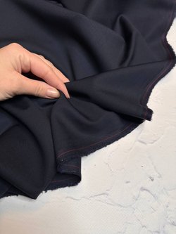Костюмно-плательная однотонная шерсть с эластаном (L.Piana, 95%шерсть/5%эластан, Темно-синяя ночь, 148, 220 гр/м2)