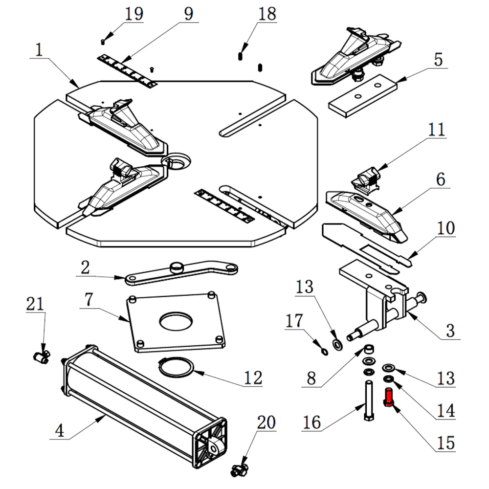 Болт стойки зажимного кулачка малый V521, V524, V526, V526U, V624, V730