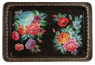 Жостовский поднос декоративный, размер 53х36 см (A28), металлический