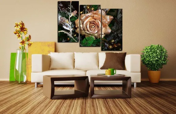 Модульная картина "Золотая роза "