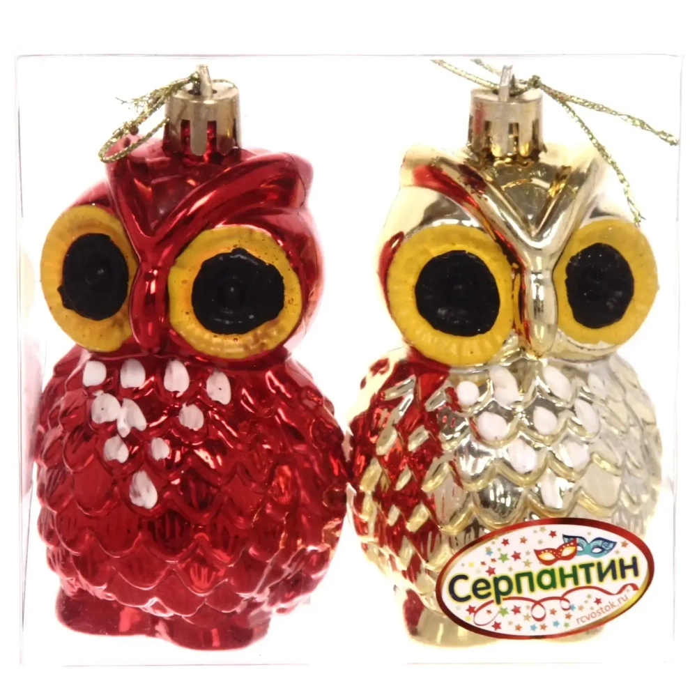 Ёлочная игрушка «Совушки» 8,5 см (набор 2 шт), микс