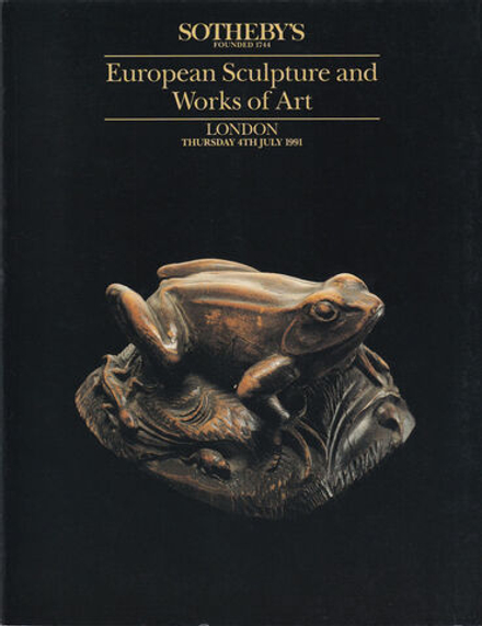 Каталог аукциона Sotheby's, Лондон, Европейская скульптура и предметы искусства от 4 июля 1991 года