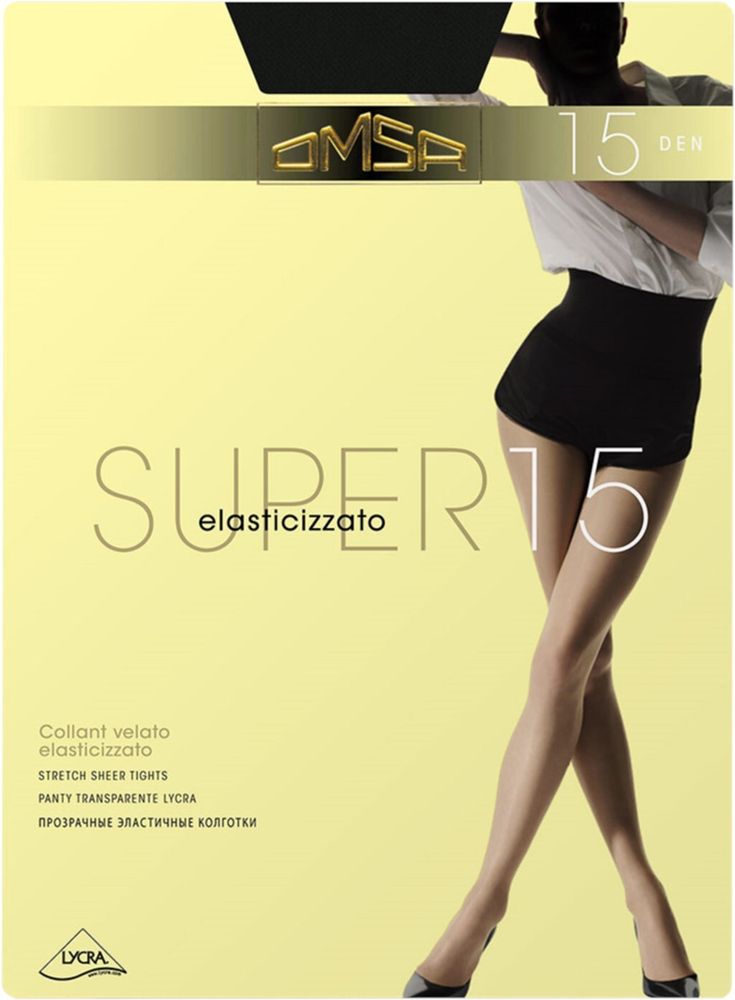 OMSA Super колготки класс. с шортиками 15 den nero р.4 (L)
