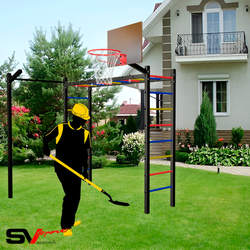 Монтаж уличной шведской стенки Sv Sport Рукоход (5 вертикальных столбов)