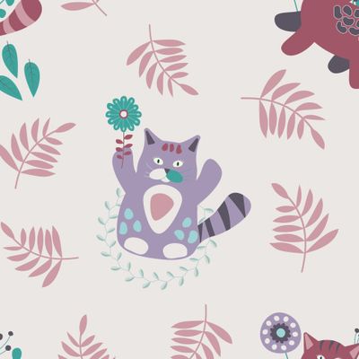 Коты и цветы