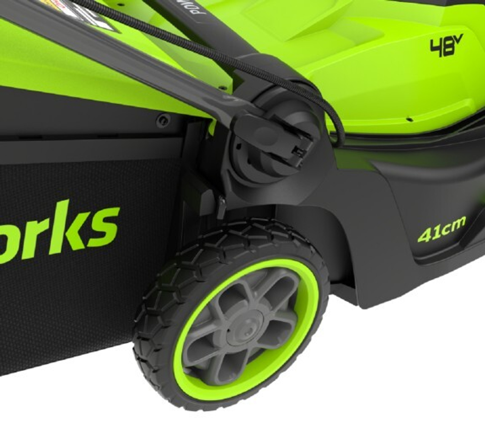 Газонокосилка аккумуляторная GREENWORKS 2520907UD 2x24V, 41 см, бесщеточная, c 2хАКБ 4 Ач и ЗУ