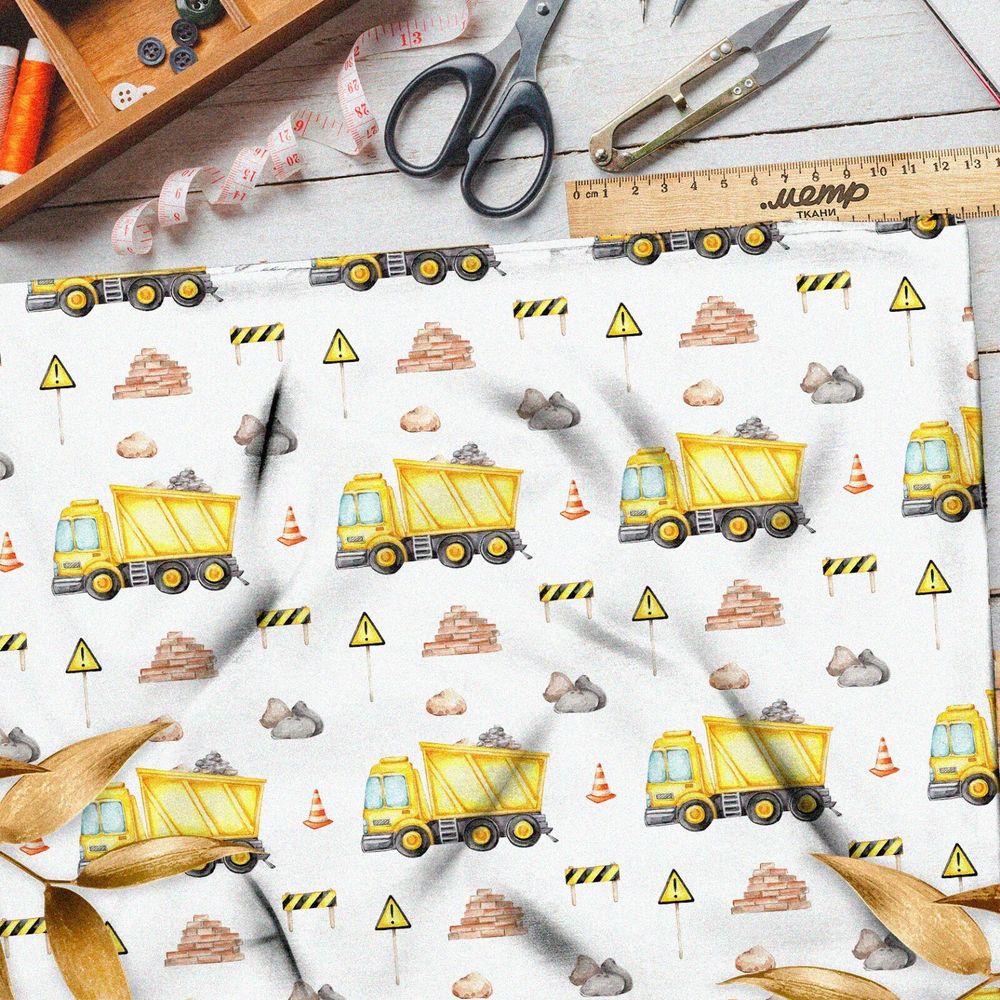Ткань муслин грузовичок