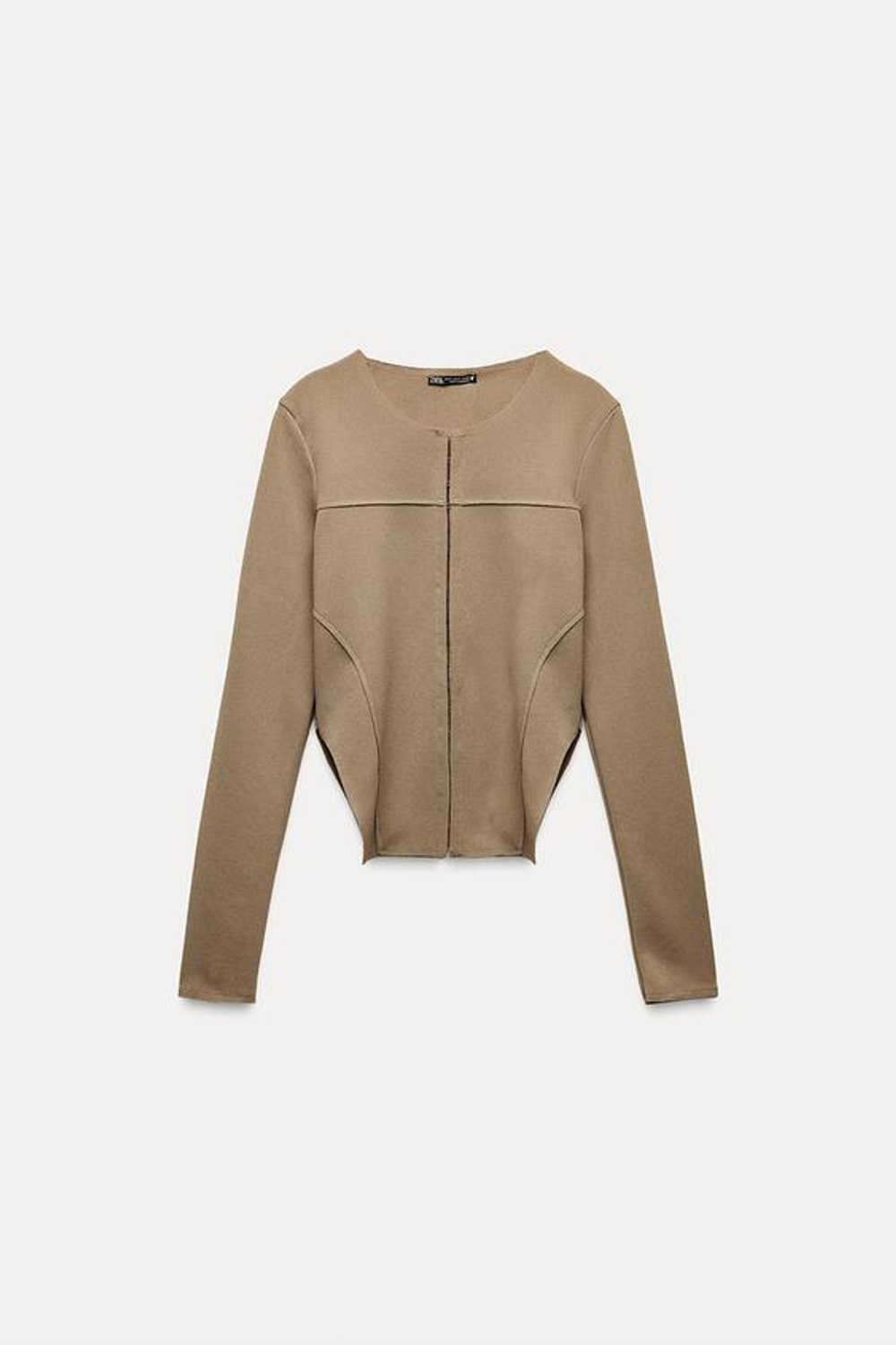 ZARA ТОП С РАЗРЕЗАМИ, ПЕСОЧНЫЙ