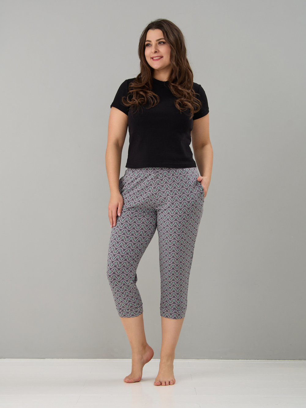 Бриджи Дв-202/кофе-цветочныйорнамент