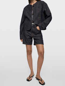 Massimo Dutti Джинсовые шорты со средней посадкой, темно-синий