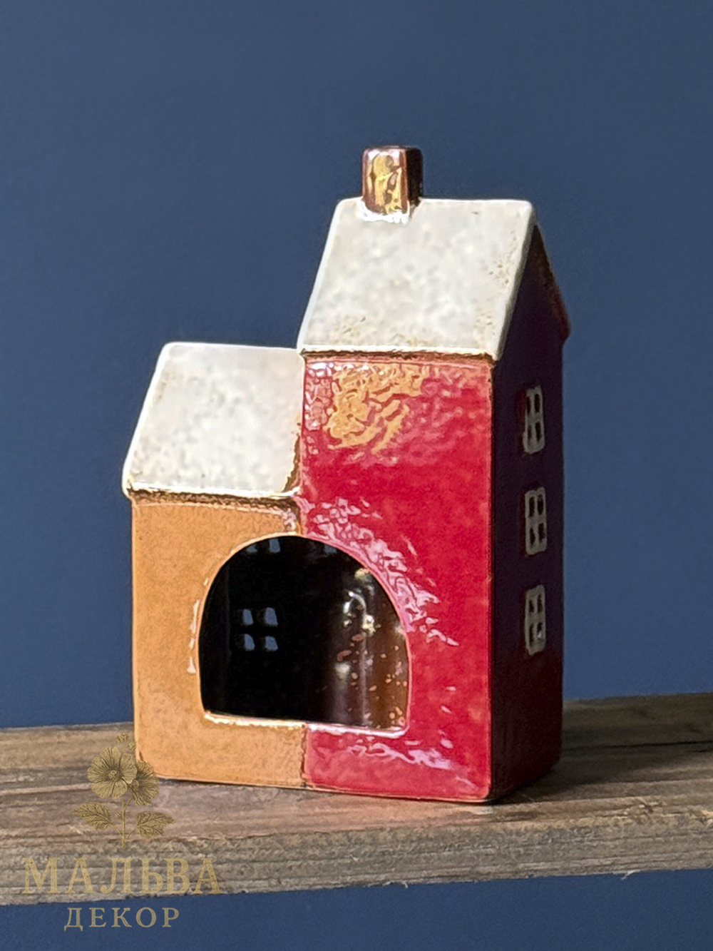 Декоративный подсвечник "Двойной домик" из керамики CAMPO Home & Garden 11,5x7xH18 см