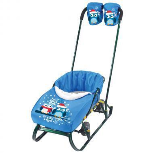 Набор аксессуаров в санки сиденье и варежки НС1 с совушками голубой