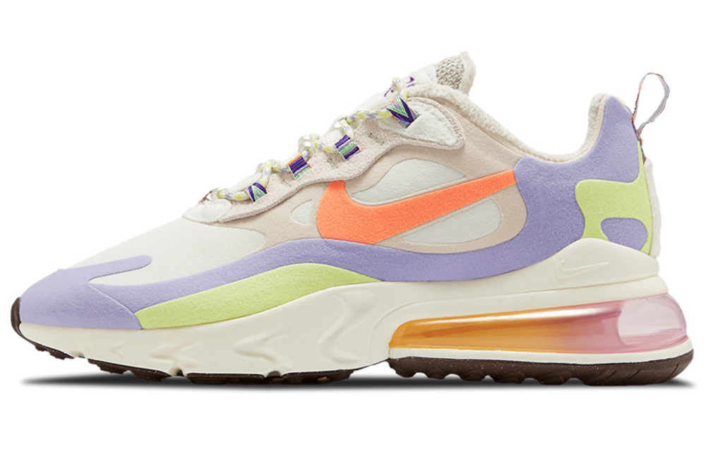 Nike Air Max 270 react retro fashion anti-fur synthetic leather shock absorption non-slip low-top training running shoes women's beige purple orange