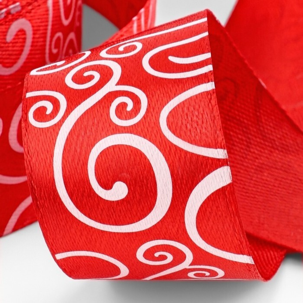 Атласная лента с узорами 25 мм