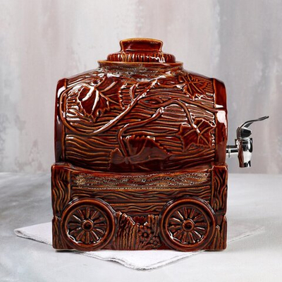 Бочка для вина на керамической подставке "Виноград" 5 л