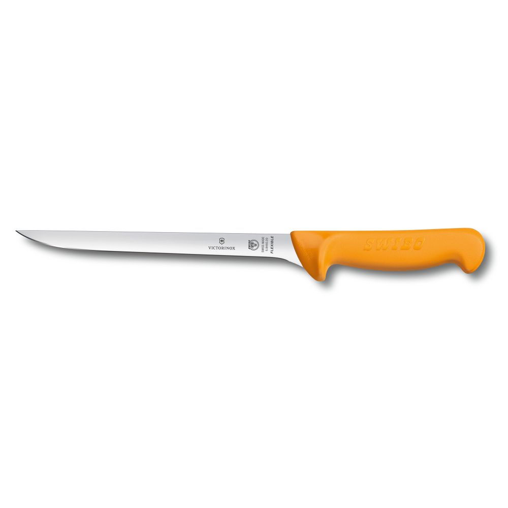 Фото нож для филеровки рыбы VICTORINOX Swibo с гибким лезвием из нержавеющей стали 20 см и рукоятью из пластика жёлтого цвета с гарантией