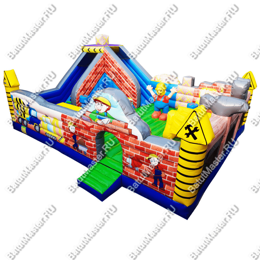 Коммерческий надувной батут "Строители 2" 10*8*5
