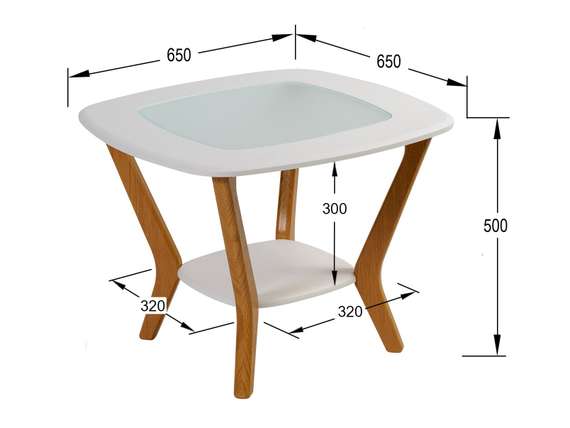 Стол журнальный Мельбурн со стеклом белый/дуб светлый