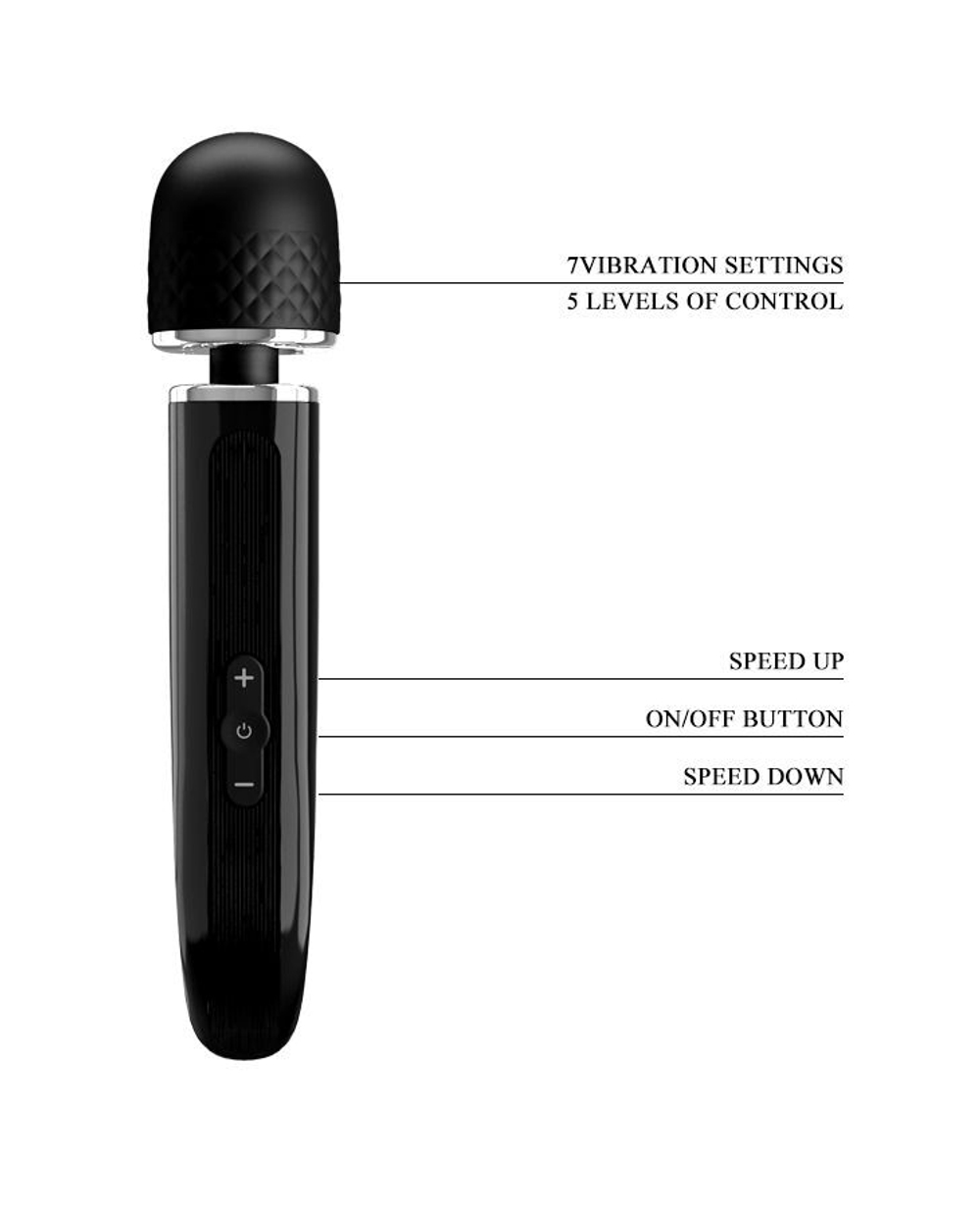 Черный мощный жезловый вибратор с изогнутой ручкой Charming Massager - 24 см.