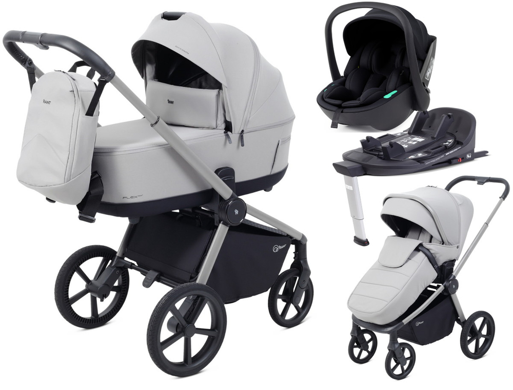 Детская коляска Rant Flex Therm Soft 4 в 1 с автокреслом Miro Black и база Stone Grey