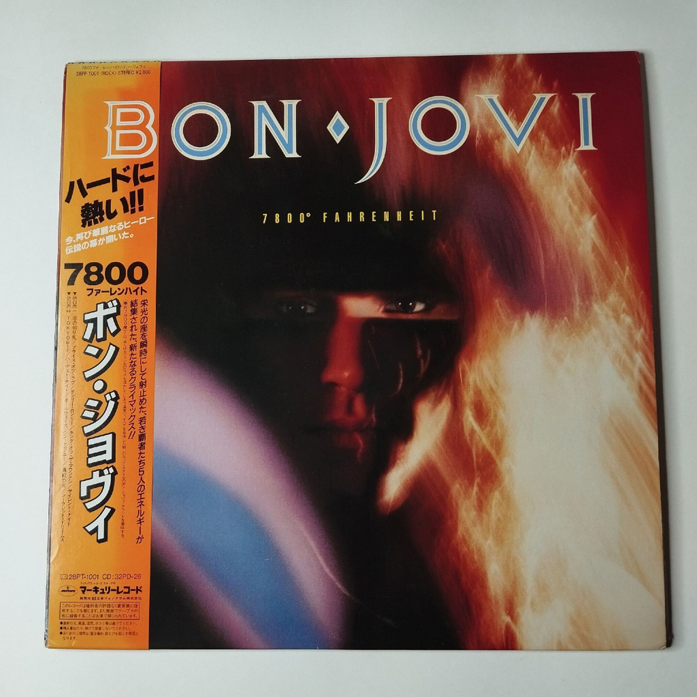 Винтажная виниловая пластинка LP Bon Jovi Fahrenheit 7800 (Japan 1985) (Obi) (Sticker)