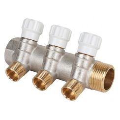 Коллектор латунный с регулирующими вентилями MVI 1x1/2 3 вых.