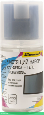 Чистящий набор для экранов Silwerhof салфетка и гель 200мл (1937811)