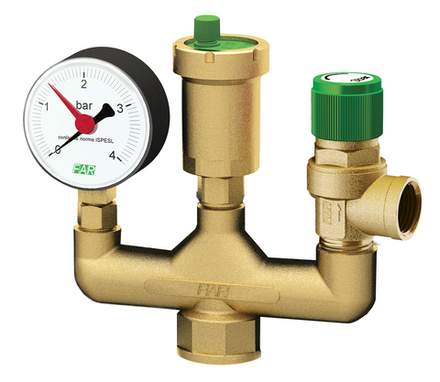 Группа безопасности котла 1" ВР: манометр, пред. клапан, авт.воздухоотводчик