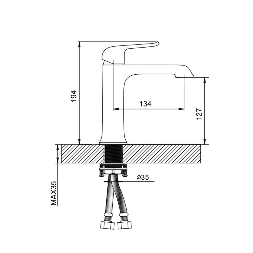 Смеситель для раковины 35к G1050 GAPPO литой, п/гайку, ЧЕРНЫЙ
