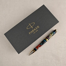 Коллекционная шариковая ручка Parker "Ingenuity Black GT" с поворотным механизмом "Москва" с ручной росписью в коробке