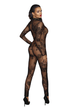 Длинный комбинезон из кружева с молнией Long tulle overall with 3 way zipper (Размер: L) (Цвет: черный)