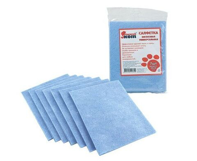 Салфетки для уборки Рыжий кот универсальные, вискозные, 30х38см, в упаковке 7шт. / хозяйственные товары (комплект из 10 шт)