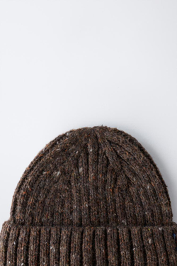 ZARA ШАПКА БИНИ С ОТДЕЛКОЙ ИЗ ШЕРСТИ, КОРИЧНЕВЫЙ