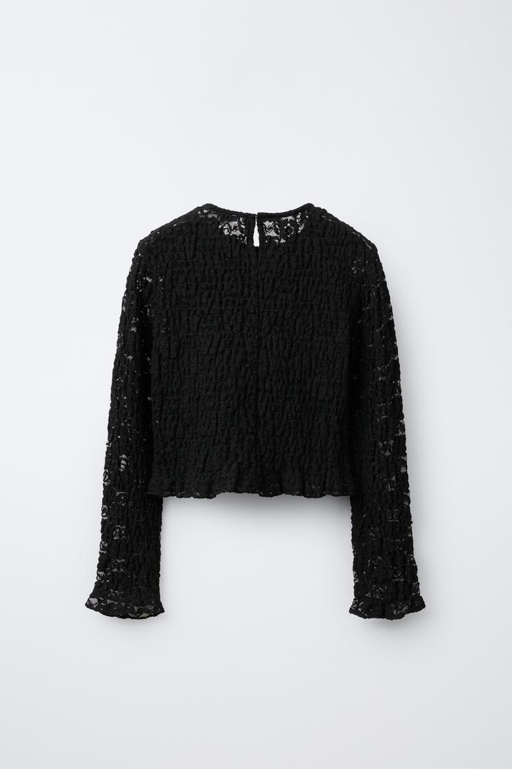 ZARA ЭЛАСТИЧНЫЙ ТОП С КРУЖЕВОМ, ЧЕРНЫЙ