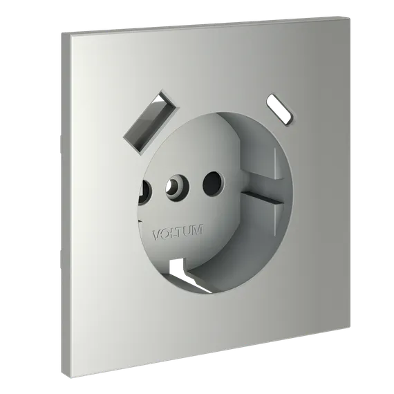 Накладка для розетки с заземлением и защитными шторками, с USB A+C, S70 (сталь) vls001005