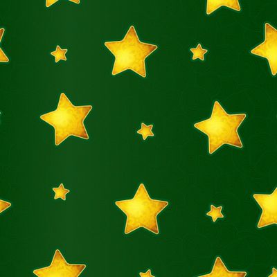 Новогодние золотые звезды на зеленом фоне