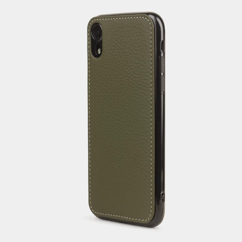 Чехол-накладка для iPhone XR из натуральной кожи теленка, зеленого цвета