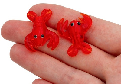 12305 Бусина "Лобстер" с вертик. отв., красный, стекло, 29мм