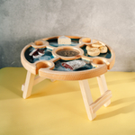 Винный столик со складывающимися ножками из кедра и с эпоксидной смолой. VN11