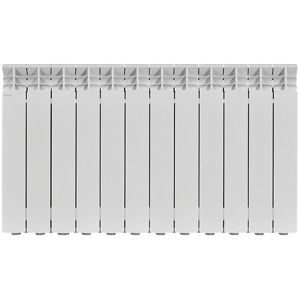Радиатор алюминиевый STOUT Gamma 500 - 12 секций (подключение боковое, цвет белый)